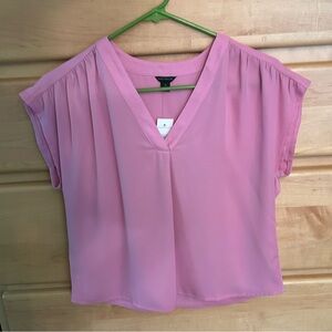 Ann Taylor Pink Cap Sleeve Crop Blouse